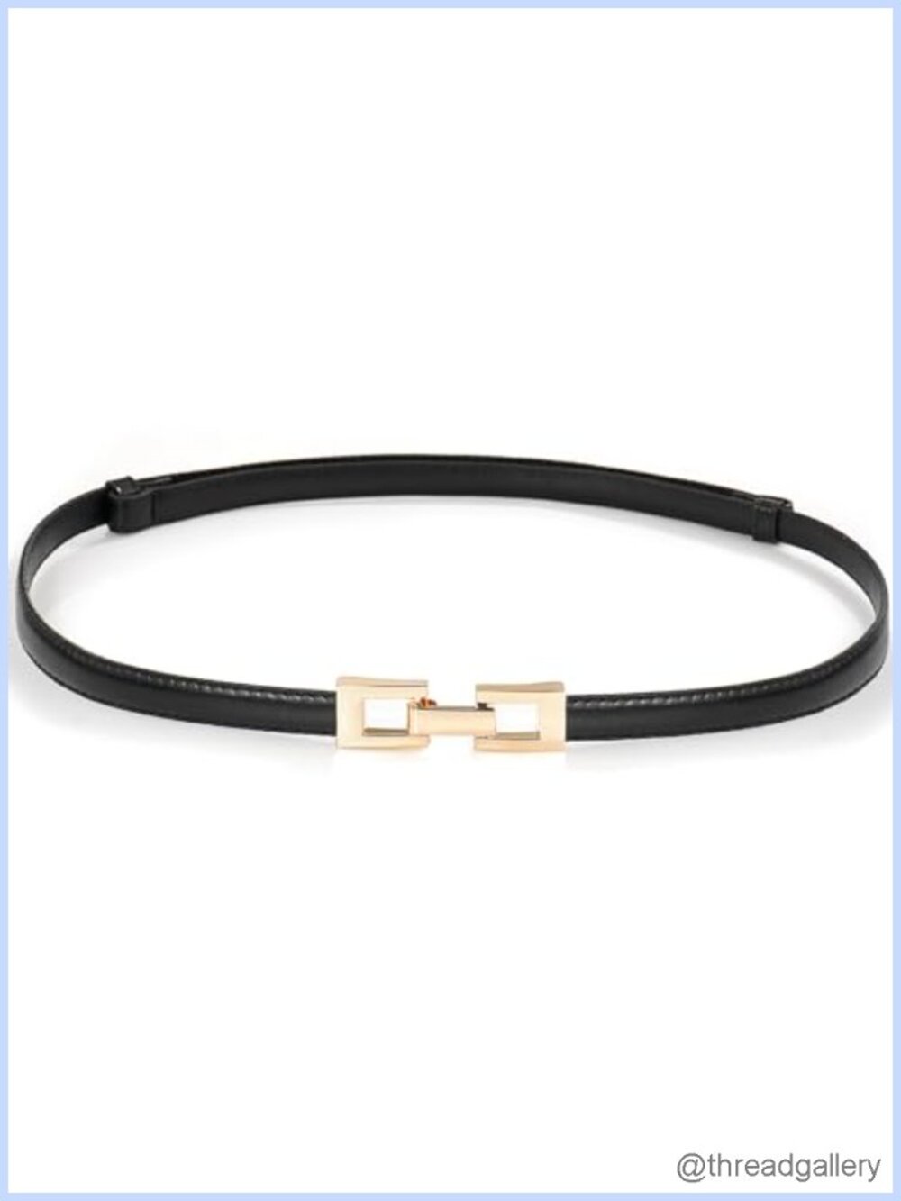 Skinny PU Leather Waist Belt Gold Buckle Adjustable Thin Belt for Dresses